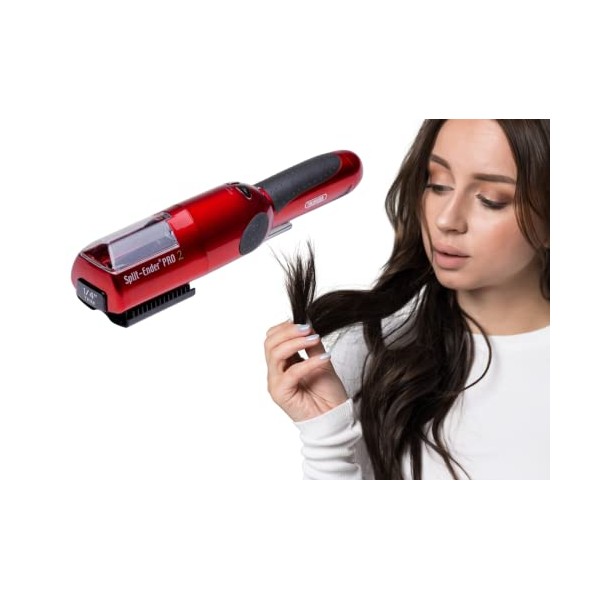 Split Ender Pro 2 Automatic Easy Repair Split End Remover Hair Fix Trimmer Clipper for Frizzy, Dry, Damaged and Brittle Split Ends for Men & Women Hair Styling Tool - Red