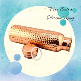 happibaba Hammered Copper Water Bottle – Premium Ayurvedic Handcrafted Design with Leak-Proof Cap, 100% Pure Copper for Optimal Hydration (Hammered 32 Oz)