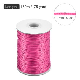 MECCANIXITY Waxed Cord 1mm Waxed Polyester Cord 175 Yard Wax String for Bracelet Making,Necklaces, Beading,Jewelry Making and DIY Crafts(Dark Pink)