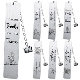 Skyygemm 12 Pcs Book Lovers Gift Metal Book Marks for Woman 6 Styles Library Reading Bookmark Book Club Gift Ideas for Thanksgiving Christmas Xmas Party Graduation Gift