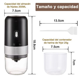 BELCHERCC5 molino de cafe electrico,Molino de cafe inalámbrico ajustable. Triturador de cafe de grano con núcleo cerámico en espiral. Adecuado para granos de café, especias.（negro）