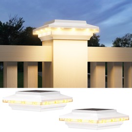 ELECLINK 4x4 Solar Post Cap Lights Upgraded, Brighter and Extended Beam to Light Post Fence Deck with Warm/White Lights, Waterproof Outdoor Posts Solar Lights for Patio Porch Vinyl/Wooden Posts 2 Pack