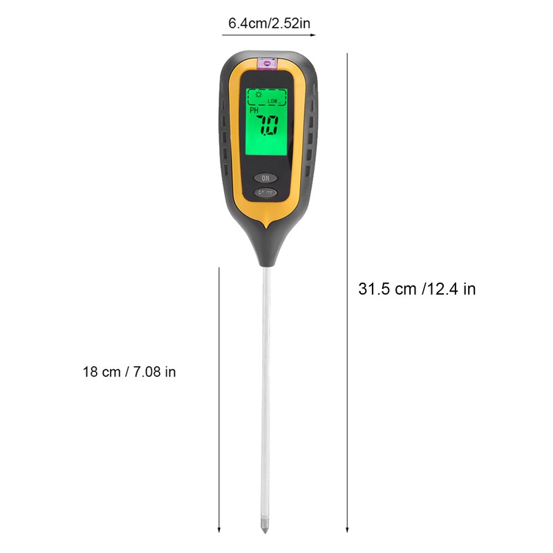 4 In 1 LCD Moisture Temperature Sunlight PH Tester Meter