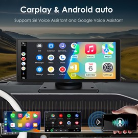 8.88-inch Portable Car Radio Stereo with Wireless Carplay Android Auto, HD Carplay Screen for Cars, Supports Bluetooth, GPS Navigation, Mirror Link, Voice Control, AUX, FM, Music/Video Playback