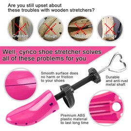 cyrico Shoe Stretcher Women 4-way Shoe Expander Widener Shoe Tree Shape for Wide Feet - Neon
