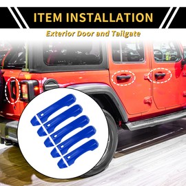 REPAIROCK 1 Set Exterior Door Handle Covers Tailgate Door Handle Cover for Jeep Wrangler JL JLU 2018-2022 for Jeep Gladiator JT 20-21 Car Door Handle Protector with Smart Key Holes ABS Blue