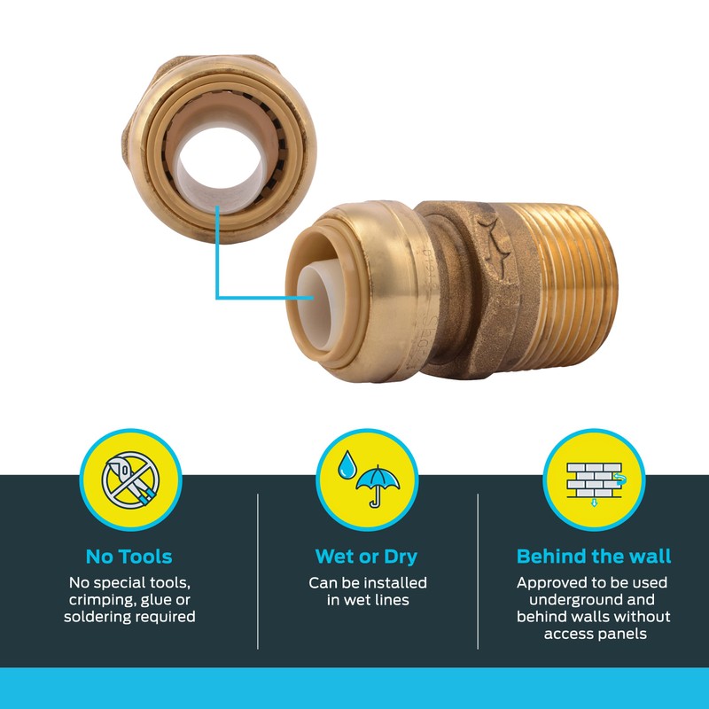 SharkBite 3/4 x 1 Inch MNPT Adapter, Push to Connect