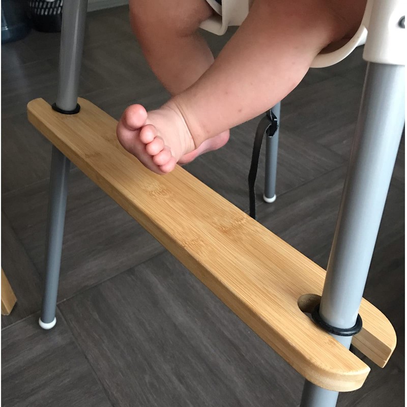 High Chair Footrest, Natural Bamboo Wooden Footrest Compatible with IKEA