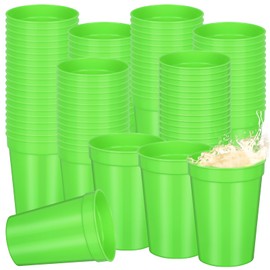 Domensi 60 Pcs Christmas 12 oz Plastic Stadium Cups Bulk Plastic Cups Reusable Blank Reusable Drink Tumblers Drinking Cups for Party Picnic Birthday Wedding Baby Shower Events DIY Projects (Pink)