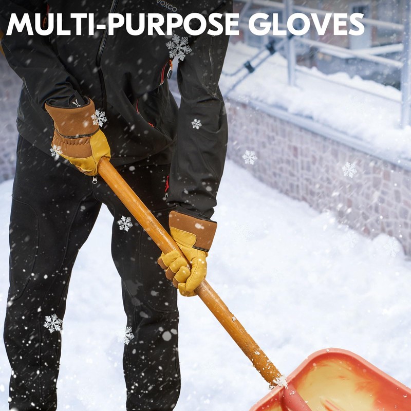 Vgo... 5℃/41°F Warm Winter Safety Pigskin Leather Work Gloves Men,Rigger