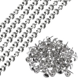 sourcing map 10Pcs Upholstery Tacks Strips, 1Meter Glossy Decorative Nail Trims for Sofa Headboard Chair Furniture with Upholstery Nails (11mm Silver)