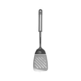 Fackelmann MODE Slotted Turner, Spatula, With Hanging Loop, Stainless Steel, 33.5x8x4.5cm, Grey & Silver
