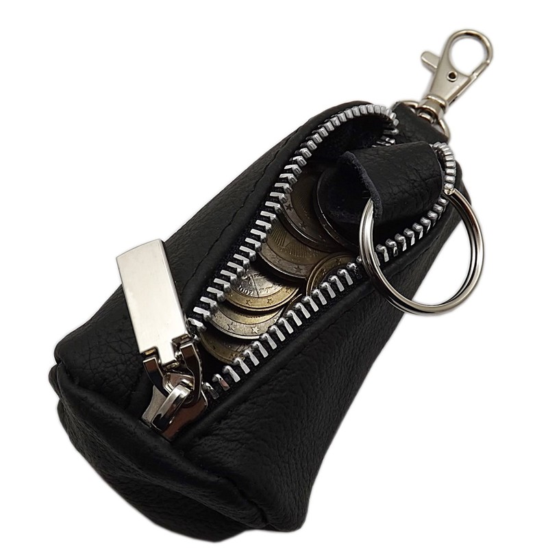 GENUINE LEATHER KEY BAG 1 Compartment in Black Made in