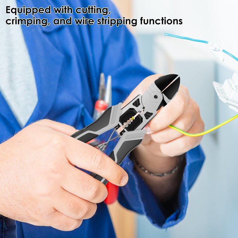 Diagonal Pliers 7.5inch Multifunctional Wire Cutting Plier Anti-Slip Wire Stripper