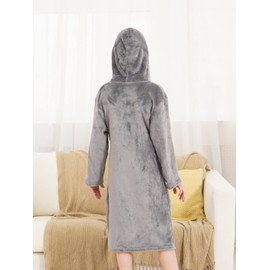 Doctor Unicorn Boys Soft Hooded Bathrobe Kids Warm Gamer Fleece Robe Sleepwear (Gray - 5-6 Years)