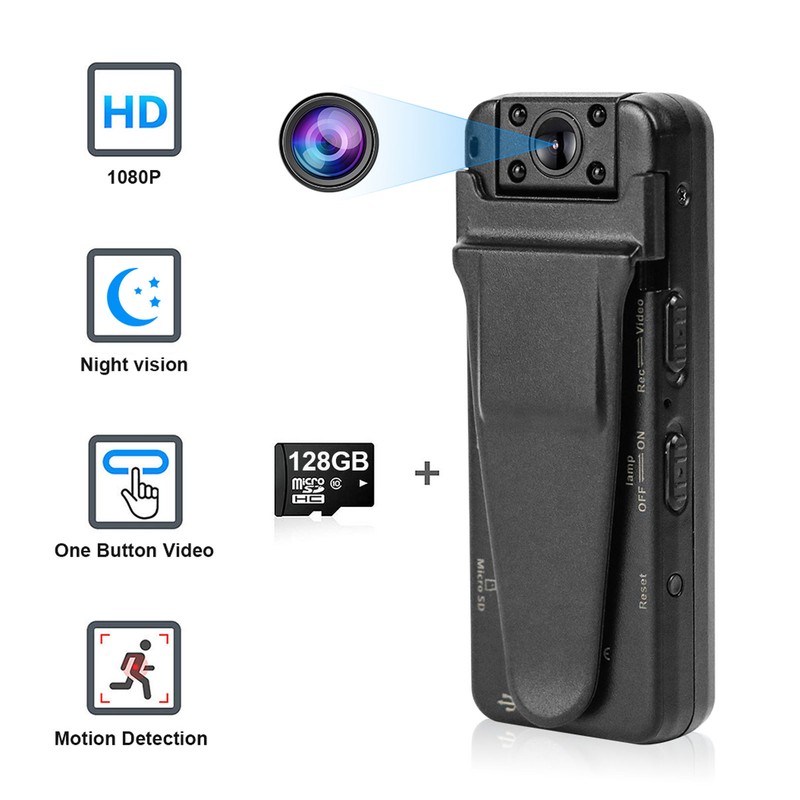 1080p Pocket Camera Recorder Clip On 180 Degree Rotation Pocket