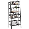 HITNET Black Bookshelf, 4-Tier Ladder Shelf, Freestanding Leaning Bookcase with