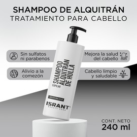 ISRANT | Shampoo sin Sulfatos y Parabenos - Shampoo de Alquitrán | Alivio para Dermatitis Seborréica y Psoriasis - Ideal para el Cuidado del Cabello Limpio y Saludable | 240ml