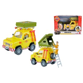 SIMBA 109252653 Fireman Off-Road Vehicle, Roof Tent for Folding, Sam Figure, Light, Winch, Accessories, 16 cm, from 3 Years