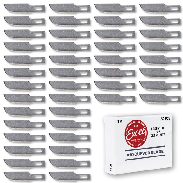 Excel Blades Hobby Replacement Blades, Set of 50 Carbon Steel Blades for Precision Cutting & Trimming, Multi-Purpose Professional, Hobby, and Crafting Tools
