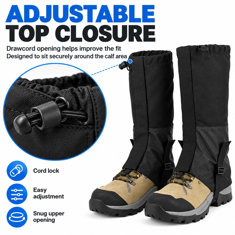 Waterproof Hiking Leg Gaiters for Snow, Sand and Mud Protection,