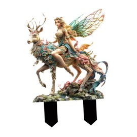 Perfeclan Charming Gardens Stake Elf Deer Statue Sign Patio Backyard Flower Beds Gardening Potted Plants Decor Deer Gardens Ornaments