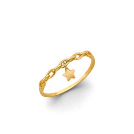 14k Yellow Gold Hanging Star Ring - Size 6