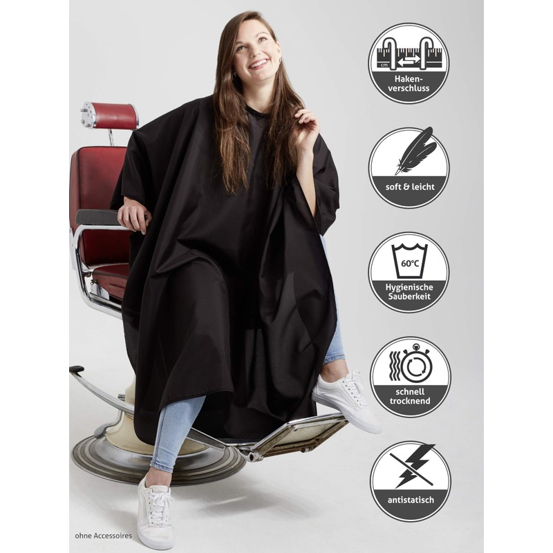 Barbertex Germany Adult Hairdressing Cape Extra Large Flexible Hook Closure