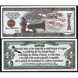 First (1st) Amendment /Freedom of Speech MILLION DOLLAR BILL - Lot of 25 Bills