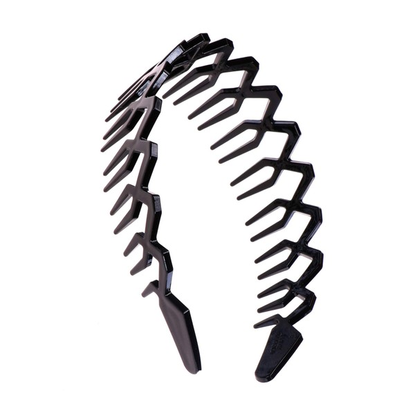 Women Men Plastic Sharks Tooth Headband Toothed Hairband Hair Comb Zigzag Hair Band Hair Hoop Hair Accessory (Black)