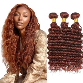 BilltiiWW Color 33 Human Hair Bundles Loose Deep Wave Bundles Weave Extensions Double Weft Brazilian Human Hair Soft and Silky for Women 14 16 18 Inch