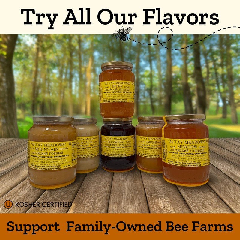 Altay Raw Buckwheat Honey - 100% Pure, Unfiltered, Unpasteurized, Ethically