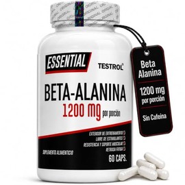 Beta Alanina TESTROL Essential 1200 mg por Porción, Preentreno sin Cafeína ni Estimulantes, para Fuerza, HIIT y Cross Training, 60 Cápsulas.