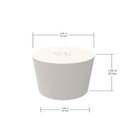 FunChem Pack of 5 Solid Rubber Stoppers, Size 10#, White Tapered for Lab Caps and Plugs