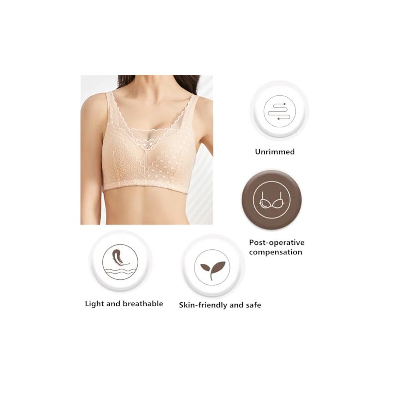 Trssorm Mastectomy Bra with Pockets for Many Types of Breast