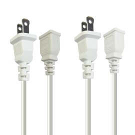 Indoor Extension Cord 6 ft 2-Prong 5A 125V 625W Male and Female Polarized Plug Outdoor White Small Power Extension Cable Wire for Security Appliance Cord, Holiday Lights, Patio Lighting (2 Pack)