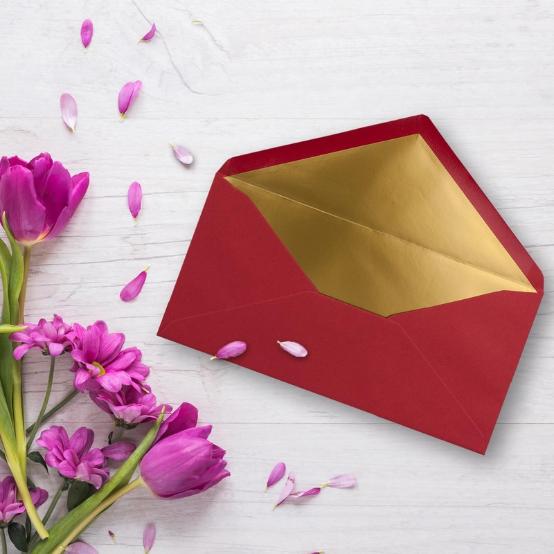 Envelopes size DIN Long, gummed, wet seal, Gold / Silver