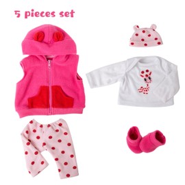 EKOKIZ Reborn Baby Dolls Clothes Girl Cute Pink Baby Clothes Dolls Clothes 17-22 Inches Accessories Set for Reborn Doll Newborn Girl