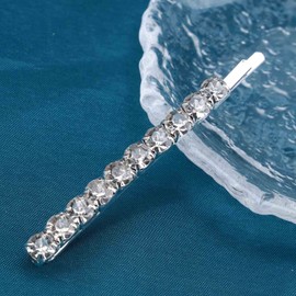 Allereyae Rhinestone Wedding Hair Clip Barrette Crystal Hairpins Barrette Silver CZ Bling Bridal Headpieces Decorative Head Clip Headwear Bridal Hair Accessories for Women (Style 1)