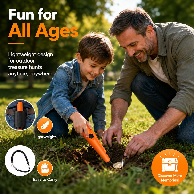 Handheld Metal Detector Pinpointer for Treasure Hunting – 360° Side