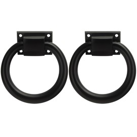 foxwake Matte Black Ring Garage Door Pull 3.9In Metal Sliding Barn Door Handle Knob Fence Gate Door Hardware for Farmhouse Gardendoor Hallway Mantle Shutters Cabinet Box 2 Pack
