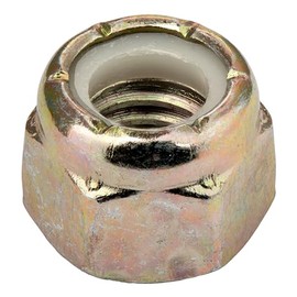 9/16"-12 (10 Pack) Hex Nylon Insert Lock Nut, Grade 8, Coarse, Yellow Zinc by Makers Bolt