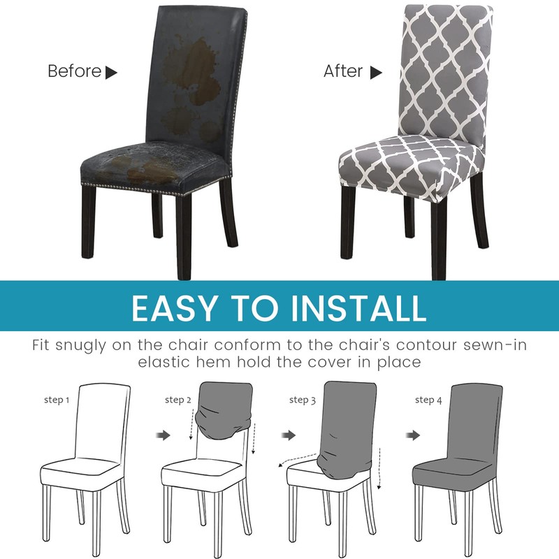 Dining Chair Covers Set of 4,Stretch Dining Chair Protective Printed