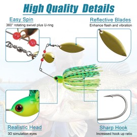 Bass Fishing Lures Spinnerbait Kit, 6/12pcs Spinner Baits Bass Spinnerbait Lures Hard Metal Spinner Bait Topwater Fishing Lure Buzzbait Swimbait Jig Lure Spinner Baits for Bass Fishing Trout Salmon