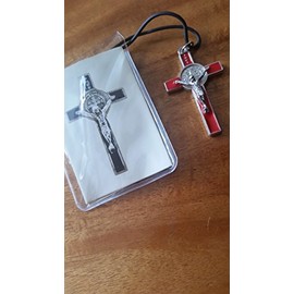 rosarybeads4u 2" RED Inlay St SAINT BENEDICT CRUCIFIX CROSS Medal Necklace Pendant 1222