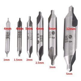 6pcs Sharp and Durable HSS 60 Degree Center Drill Bits Centering Drills Set Countersink Lathe Bit Mill Tooling Set 1/1.5/2/2.5/3/5mm