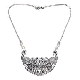 Arras Creations Tribal Trendy Designer Evergreen Peacock Inspired Neck-Piece for Women / AZFJOS015-ASL