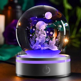 IFOLAINA Mermaid Crystal Ball Gifts for Girls Her Mermaid Lovers Birthday Christmas Decorative Globes 3D Crystal Tale Sphere Decor