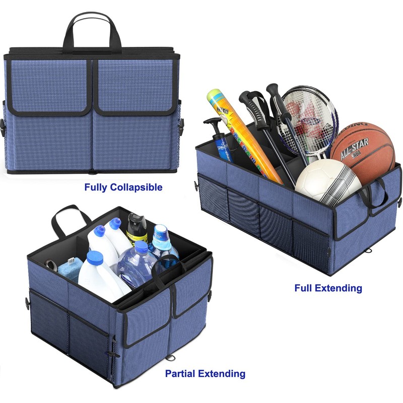 EPAuto 3-Compartment Cargo Trunk Storage Organizer, Blue