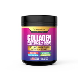 BETTER LIFE LAB Hydrolyzed Collagen Peptides with NAD – Supports Hair, Skin, Nails, Joints & Bones – Type I & III Collagen – Grass-Fed, Unflavored Powder
